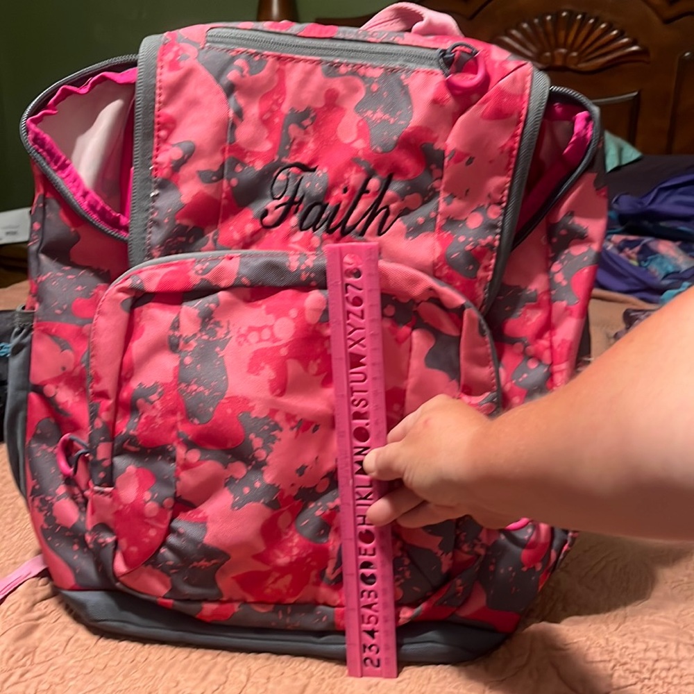 Pink camo book bag